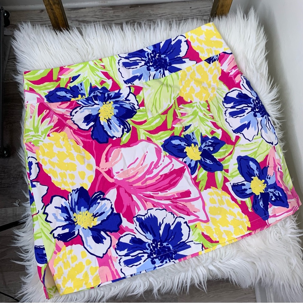 Rafaella Pink and Blue Floral Mini Skirt